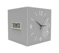 BLWOTMOR Horloge murale d'angle double face avec calendrier numérique en acrylique et métal - Affichage du mois et de la date - Moderne et silencieuse - Convient pour le salon, le bureau, la cuisine