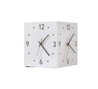 BLWOTMOR Horloge Murale d'angle Double Face Silencieuse Carrée Métal avec Mécanisme sans et Lumière Décorative Installation, Blanc Arctique, Nordique