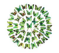 BLWOTMOR Kit de 200 Sculptures Murales Papillons 3D, Autocollants Papillons Volants, Décoration Murale Artisanale, Art de, Support En PVC Mat, Vert
