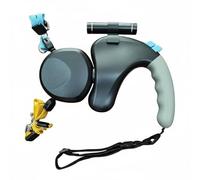BLWOTMOR Laisse Double Tête Rétractable Chiens Laisse Enrouleur Harnais Câble 3 M pour Petits et Moyens Chiens Poignée Caoutchoutée Confortable Lampe, Noir