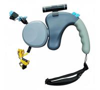 BLWOTMOR Laisse Double Tête Rétractable Chiens Laisse Enrouleur Harnais Câble 3 M pour Petits et Moyens Chiens Poignée Caoutchoutée Confortable Lampe, Gris