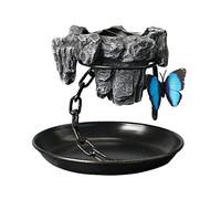 BLWOTMOR Levitating Pot avec Chaîne en Fer Décorative Pot de Fleur Lévitant pour Petites Plantes d'Intérieur Contenant Magnétique pour Orchidées et, Rond avec Rocaille
