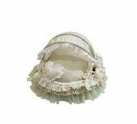 BLWOTMOR Lit Bercelonnette pour Animaux Nid pour Chats en Dentelle Coussin Moelleux Doux en Coton Forme Cradle Demi-fermée Design Confortable Lavable pour Chiens Chats Maison, Matcha Green