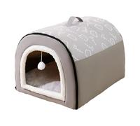 BLWOTMOR Lit Pliable Portable pour Chat et Chien, en Forme de Grotte, avec Coussin Double Face, Refuge Douillet pour Chiens et Chats, Fabriqué en Flanelle et E, XL Gris
