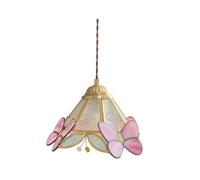 BLWOTMOR Lustre Rétro Plafonnier Lampe Papillon Abat-Jour Verre Laiton Finition Raffinée Adaptée Chambre Salon Couloir Décoration Intérieure, Clair