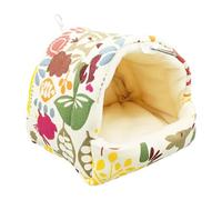 BLWOTMOR Maison de Lit pour Cochons d'Inde Abri Douillet pour Petits Animaux Maison pour Hamsters Lit Chaud Tissu Doux Fonction Cave Adapté pour Cadeaux Décora, Fleurs, XL