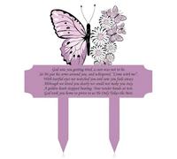 BLWOTMOR Marque-tombe Fer Silhouette Raffinée, Plaque Commémorative Papillon Violet Et Fleurs Avec Inscription "God Saw You Getting Tired"
