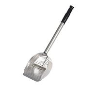 BLWOTMOR Pelle à Litière Chat Manche Long Métal Fine Solide Grille Tamis Acier Adaptée Aux Utilisateurs Domestiques Nettoyage de Litière Animaux, Argent