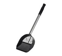 BLWOTMOR Pelle à Litière Chat Manche Long Métal Fine Solide Grille Tamis Acier Adaptée Aux Utilisateurs Domestiques Nettoyage de Litière Animaux, Noir
