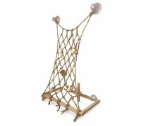 BLWOTMOR Perchoir pour Oiseau Support de Vue Balancoire Escalade en Bois Naturel et Corde de avec Ventouse Sécurisée pour, C101 - Hamac en Corde avec perchoir en Bois et ventouses, 34x25x12 cm, 180g