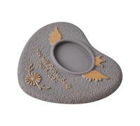 BLWOTMOR Pierre Tombale Animale Pierre Cœur Pierre de Cimetière Souvenir Ciment avec Emplacement Photo Conçue pour Mémoire d'animaux Disparus Adaptée, Gris