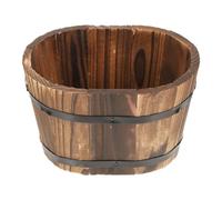BLWOTMOR Pot de Fleurs Ovale, Pot de Fleurs Fabriqué à Partir de Tonneaux en Bois, Pot de Fleurs Elliptique, Jardinière avec Trou de Drainage, Matériau Naturel, Size M