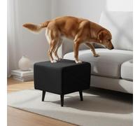 BLWOTMOR Rampe Escamotable Bois et Peluche Structure Fixe Pliage Facile Aide d'Accès Mobilier Adaptée aux Chiens Âgés Animaux Utiliser dans la Chambre Salon, Noir, Peluche