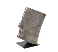 BLWOTMOR Sculpture Décorative Visage Géométrique Moderne Abstrait Statue Buste Ornement Design Rectangulaire Effet Livre en Résine et Métal avec Base Carrée, Grand