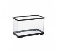 BLWOTMOR Terrarium Acrylique Reptile Vivarium Complète sans Angle Mort Couvercle Coulissant Pratique et Trous de Ventilation pour Geckos Araignées Crabes, Noir, L