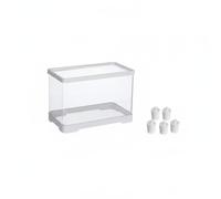 BLWOTMOR Terrarium Acrylique Reptile Vivarium Complète sans Angle Mort Couvercle Coulissant Pratique et Trous de Ventilation pour Geckos Araignées Crabes, Blanc, L