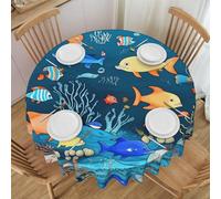 BLWSLC 152,4 cm Bleu Underwater World of Fish Imprimé Home Nappe de fête Nappe de fête Convient pour les pique-niques, mariages et fêtes