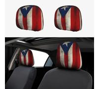 BLWSLC 2 pièces Porto Rico papier peint drapeau imprimé housses d'appui-tête de voiture élastiques housses d'appui-tête de voiture adaptées pour camions et camionnettes