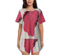 BLWSLC A touch of purple Ensemble de pyjama pour femme - Haut à manches courtes et short - Ensemble pyjama 2 pièces, Noir, Large-5X-Large