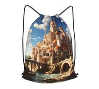 BLWSLC Anime Castle Sky Sac à dos de voyage avec cordon de serrage et cordon de serrage Idéal pour les voyages courts, noir, Medium