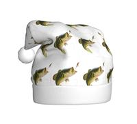 BLWSLC Appât avec ligne de pêche mangeant un petit poisson imprimé chapeau de Noël adulte chapeau de décoration de Noël chapeau adapté pour les spectacles sur scène fêtes de vacances