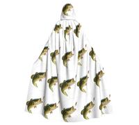 BLWSLC Appât d'Halloween avec ligne de pêche mangeant un petit poisson cape imprimée cape festive à capuche adaptée pour Halloween fêtes de famille