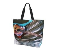 BLWSLC Beach Sunrise Sac à main de voyage grande capacité pour femme Sac fourre-tout à bandoulière pour les sorties quotidiennes Convient pour les voyages et la salle de sport, Guitare acoustique