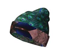 BLWSLC Beau chapeau tricoté à motif de paon, chaud sans bords, adapté pour une utilisation en intérieur et en extérieur, en voyage ou activités de plein air. Noir