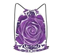 BLWSLC Beau sac à dos de sport avec cordon de serrage imprimé roses violettes sac à dos de voyage adapté pour la gym et les voyages