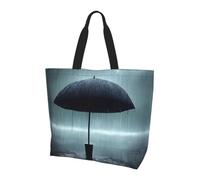 BLWSLC Beau sac fourre-tout imprimé « Happy Birthday » de grande capacité pour les voyages, le shopping et les vacances à la plage, Parapluie noir sous la pluie, Taille unique