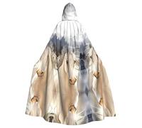 BLWSLC Belle cape à capuche imprimée cheval blanc pour adulte - Grande cape à capuche pour Halloween - Convient pour les fêtes de vacances et les spectacles sur scène