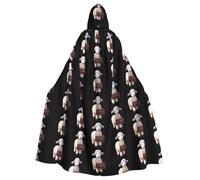 BLWSLC Belle cape à capuche imprimée d'agneau, style long, adaptée pour le cosplay, les spectacles sur scène ou les fêtes de vacances.