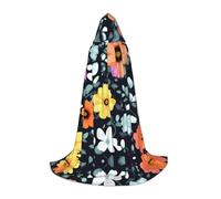 BLWSLC Belle cape à capuche imprimée de fleurs colorées pour adolescents Convient pour les fêtes et les spectacles sur scène Taille M