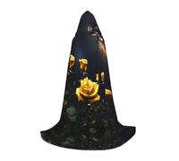 BLWSLC Belle cape à capuche imprimée de roses jaunes pour adolescents Convient pour les fêtes et les spectacles sur scène Taille S