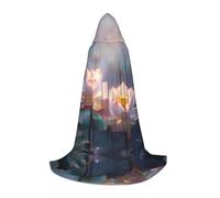 BLWSLC Belle cape à capuche longue imprimée lotus pour fêtes de vacances, cosplay et fêtes costumées