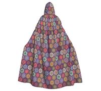 BLWSLC Belle cape hexagonale imprimée d'Halloween à capuche adaptée pour les fêtes de famille d'Halloween