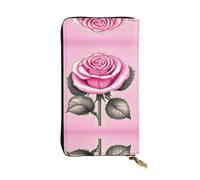 BLWSLC Belle rose rose longue pochette, portefeuille à fermeture éclair, porte-cartes, sac de rangement portable pour pièces de monnaie de voyage adapté pour les voyages et une utilisation quotidienne