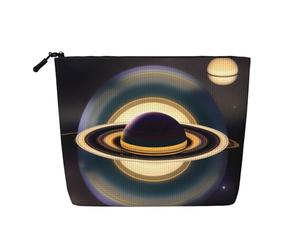 BLWSLC Belle trousse de maquillage à une couche imprimée Saturne, sac de rangement, adapté pour le rangement quotidien, un incontournable pour les voyages d'affaires.