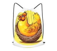 BLWSLC Bird's Nest Golden Chicken Printed Sports Drawstring Backpack Fitness Travel Backpack Suitable for Gym and Travel