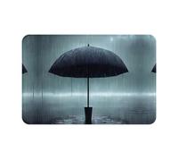BLWSLC Black Umbrella in The Rain Tapis de sol antidérapant en flanelle avec motif pour intérieur et extérieur 40,6 x 61 cm