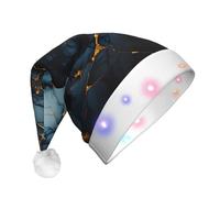 BLWSLC Bonnet de Père Noël lumineux noir doré marbré pour adulte adapté pour Noël, Nouvel An et autres fêtes de fin d'année