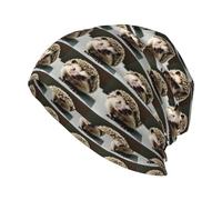 BLWSLC Bonnet tricoté à motif hérisson, élastique, sans bord, chaud et adapté pour la maison, le ski ou les voyages. Noir