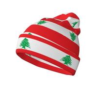 BLWSLC Bonnet tricoté motif drapeau du Liban chaud sans bords, convient pour l'intérieur et l'extérieur, les voyages ou les activités de plein air. Noir