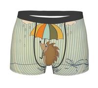 BLWSLC Boxer de sport élastique avec parapluie imprimé Hérisson pour homme sans restriction pour un usage quotidien 5 tailles, Noir , M