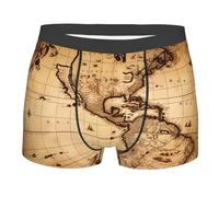 BLWSLC Boxer de sport élastique imprimé carte du monde conçu pour homme sans restriction pour un usage quotidien 5 tailles, Noir , L