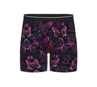 BLWSLC Boxer élastique extra long à motif papillon rose essentiel pour homme adulte fitness et voyage, Noir , XL