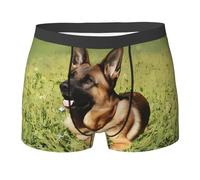 BLWSLC Boxer imprimé berger allemand, doux, élastique, respirant, séchage rapide et évacuation de l'humidité, Noir , S