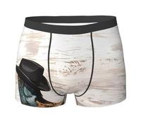 BLWSLC Boxer imprimé chapeau et bottes de cowboy, doux, élastique, respirant, séchage rapide et évacuation de l'humidité, Noir , XL