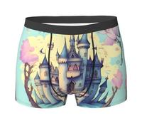 BLWSLC Boxer imprimé château de conte de fées pour homme - Doux et extensible, parfait pour la maison, les tenues décontractées et le sport, noir, XX-Large