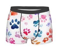 BLWSLC Boxer imprimé double face pour homme Motif empreintes d'animaux, Noir, Large-3X-Large